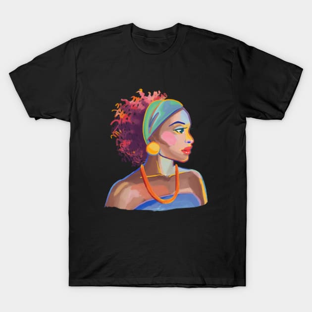 Afro Diva Black Girl Magic Lips Natural Hair Melanin Queen T-Shirt by soukai